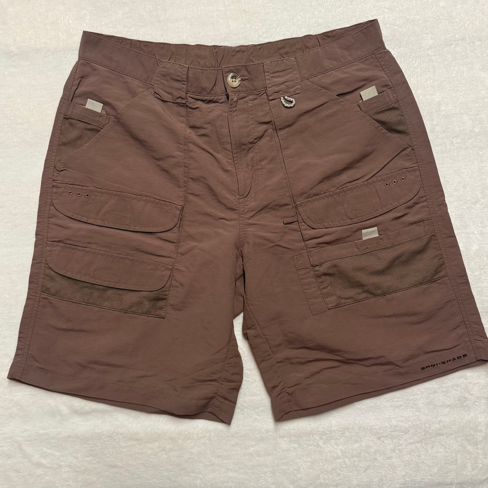 Men's Columbia PFG Brown Rust Cargo Shorts Waist 34